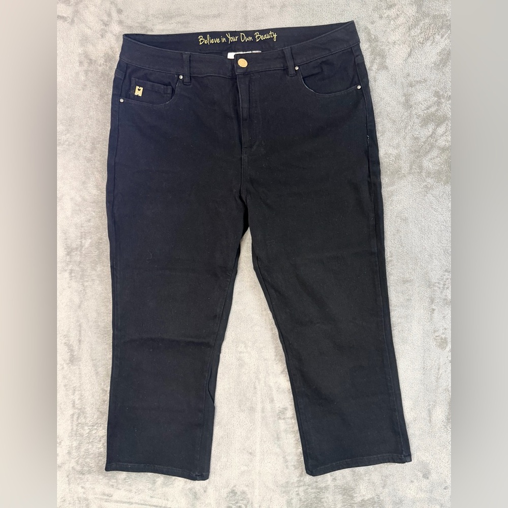Belle by Kim Gravel Jeans Women’s Size 16 Black Stretch Mid Rise Straight Leg